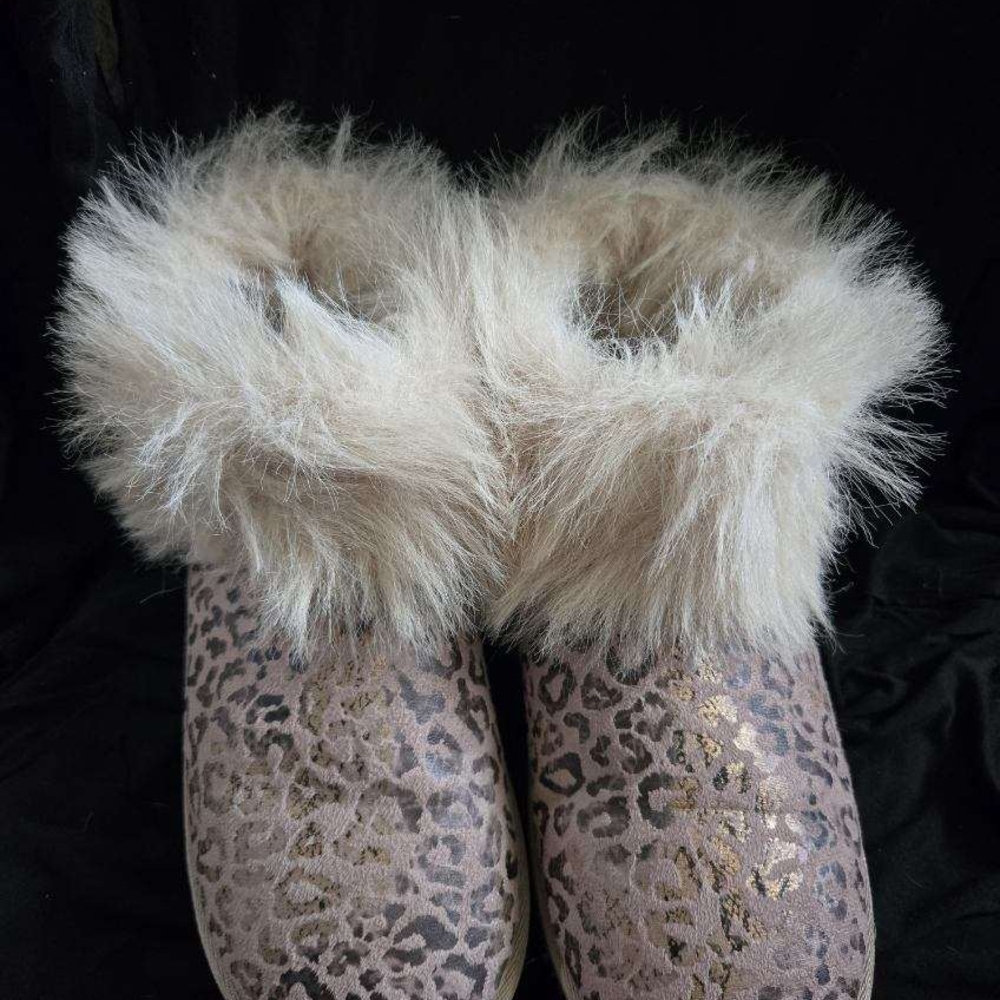Leopard Print Faux Fur Women's Slippers